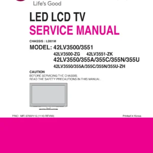 Lg 42lv3500 zg service manual cover with photo's of Beko dryers, model code and contents