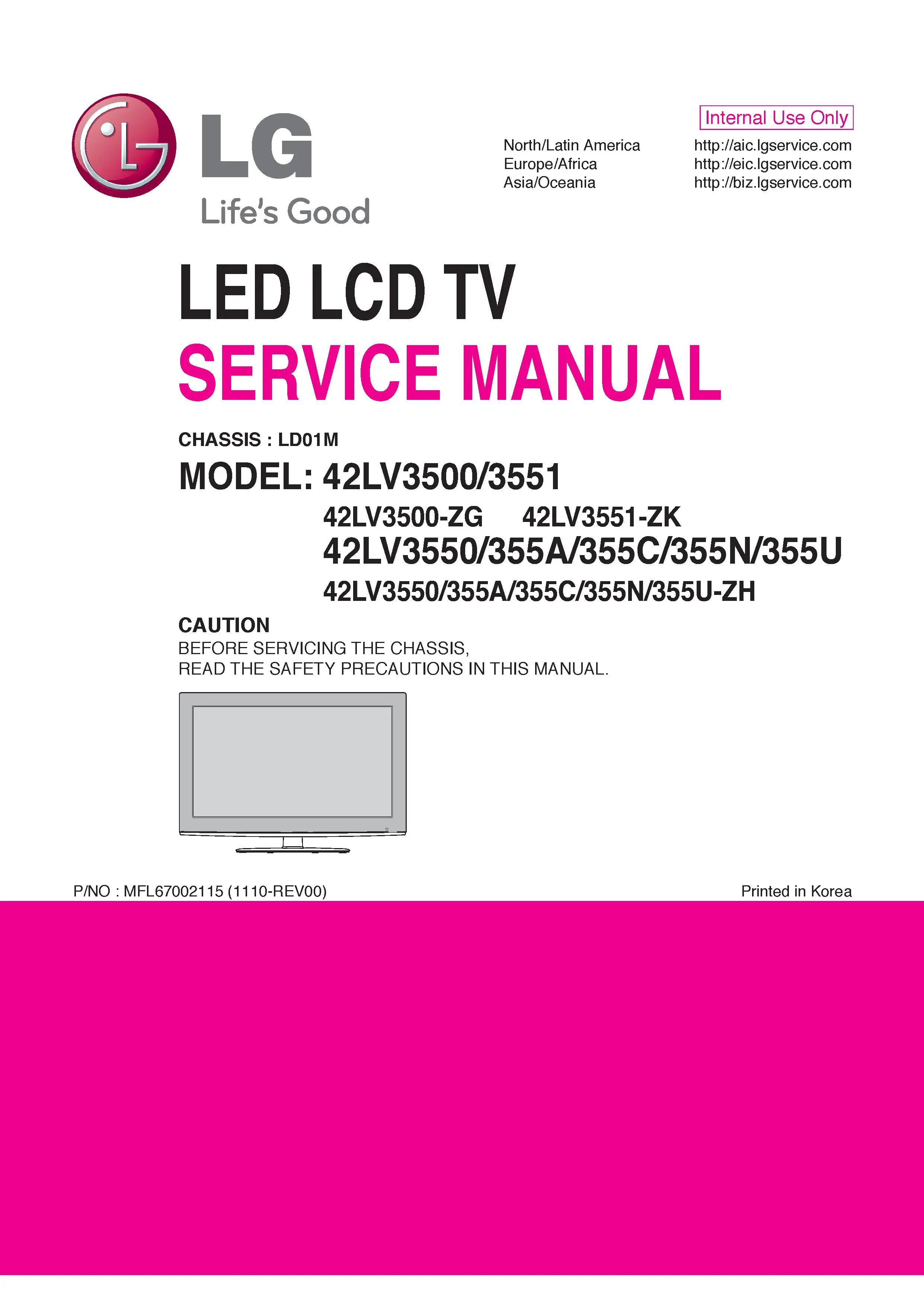 Lg 42lv3500 zg service manual cover with photo's of Beko dryers, model code and contents