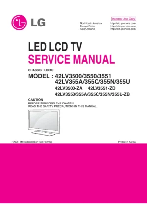 Lg 42lv355u zb service manual cover with photo's of Beko dryers, model code and contents