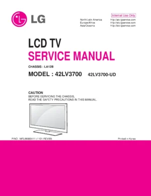 Lg 42lv3700 ud service manual cover with photo's of Beko dryers, model code and contents