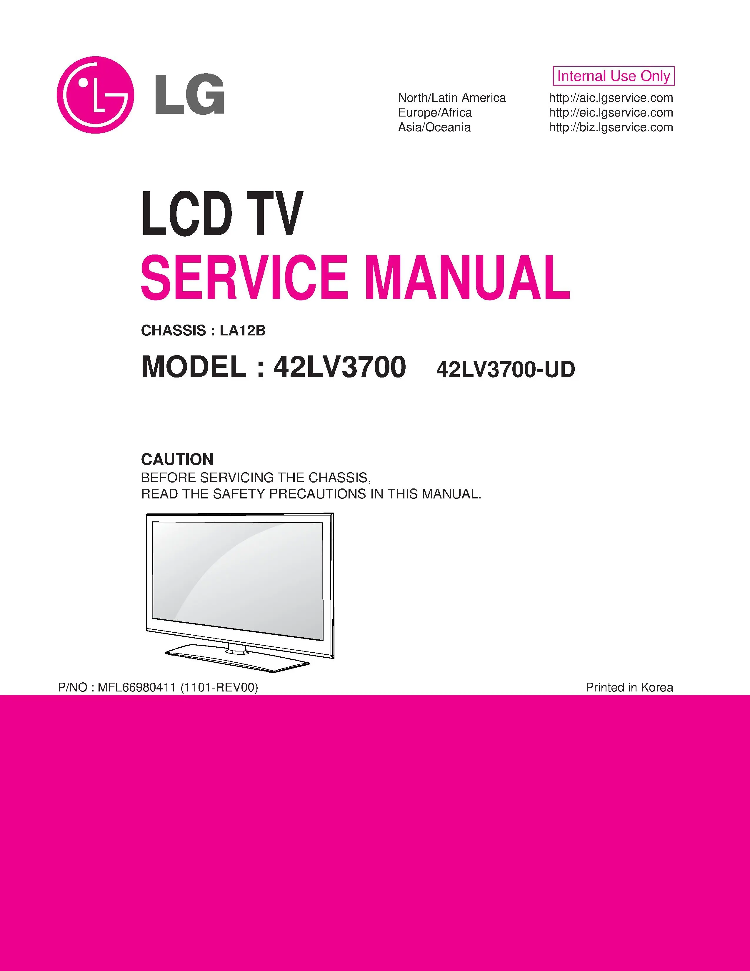 Lg 42lv3700 ud service manual cover with photo's of Beko dryers, model code and contents