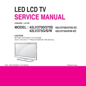 Lg 42lv3700 zc service manual cover with photo's of Beko dryers, model code and contents