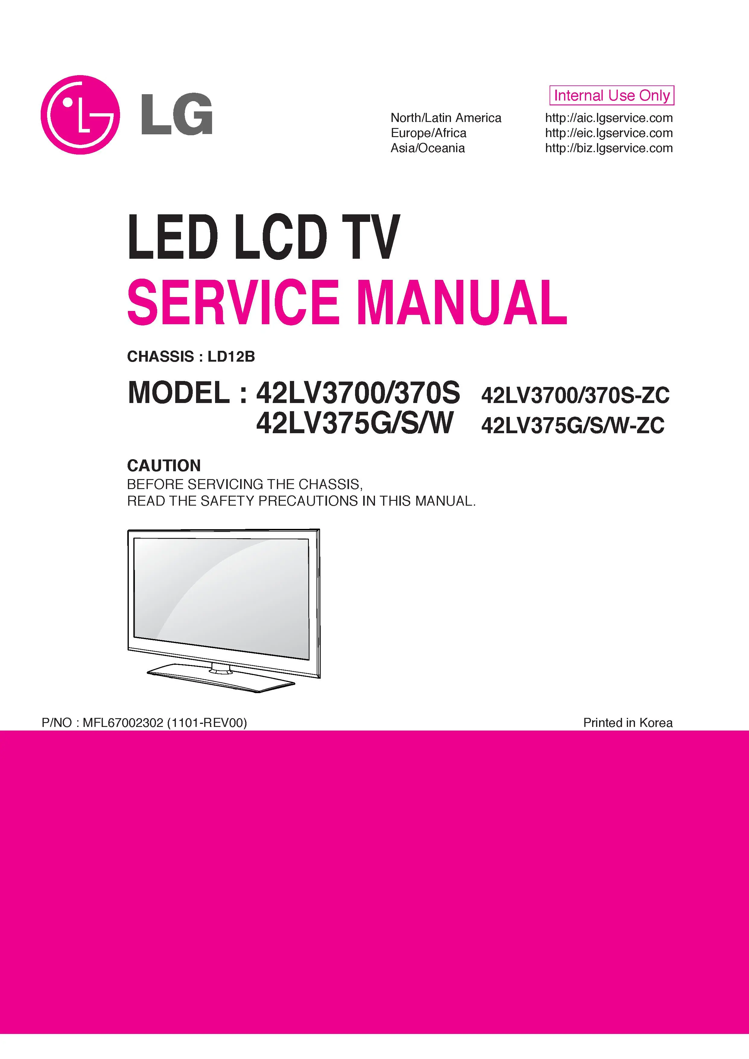 Lg 42lv3700 zc service manual cover with photo's of Beko dryers, model code and contents