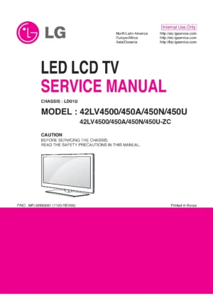 Lg 42lv450u service manual cover with photo's of Beko dryers, model code and contents