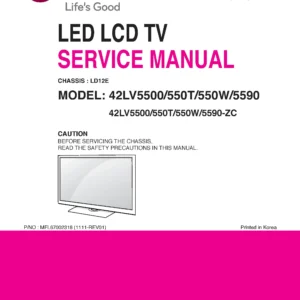 Lg 42lv5500 zc service manual cover with photo's of Beko dryers, model code and contents