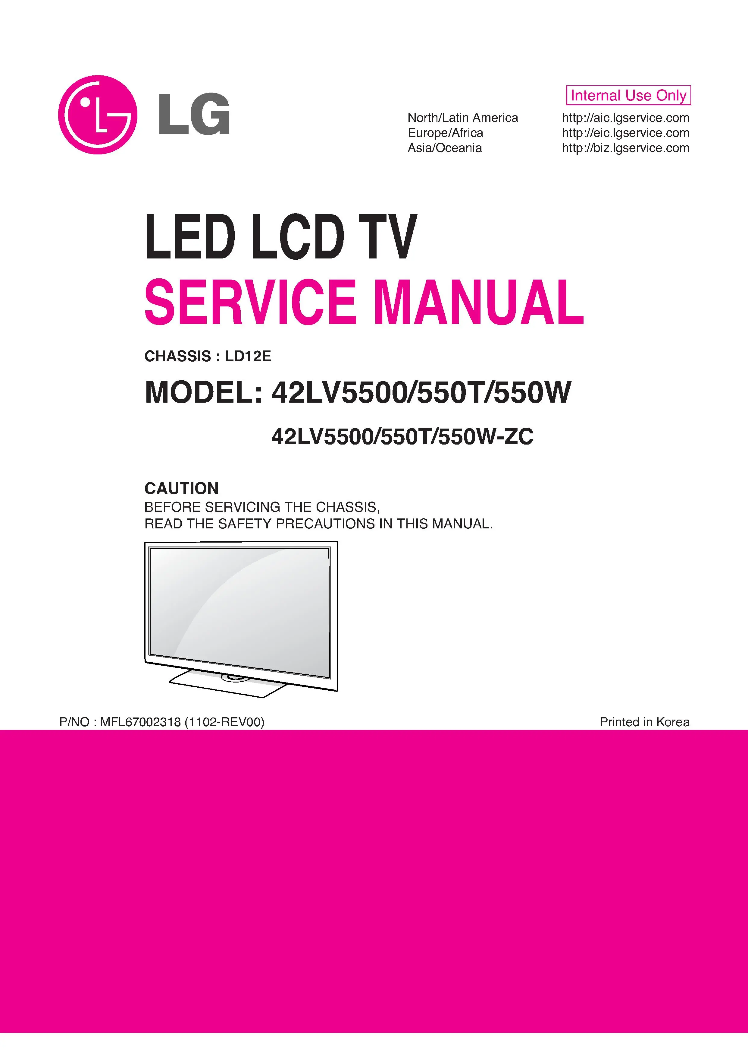 Lg 42lv550t service manual cover with photo's of Beko dryers, model code and contents