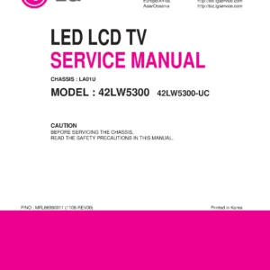 Lg 42lw5300 uc service manual cover with photo's of Beko dryers, model code and contents