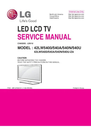 Lg 42lw540u service manual cover with photo's of Beko dryers, model code and contents