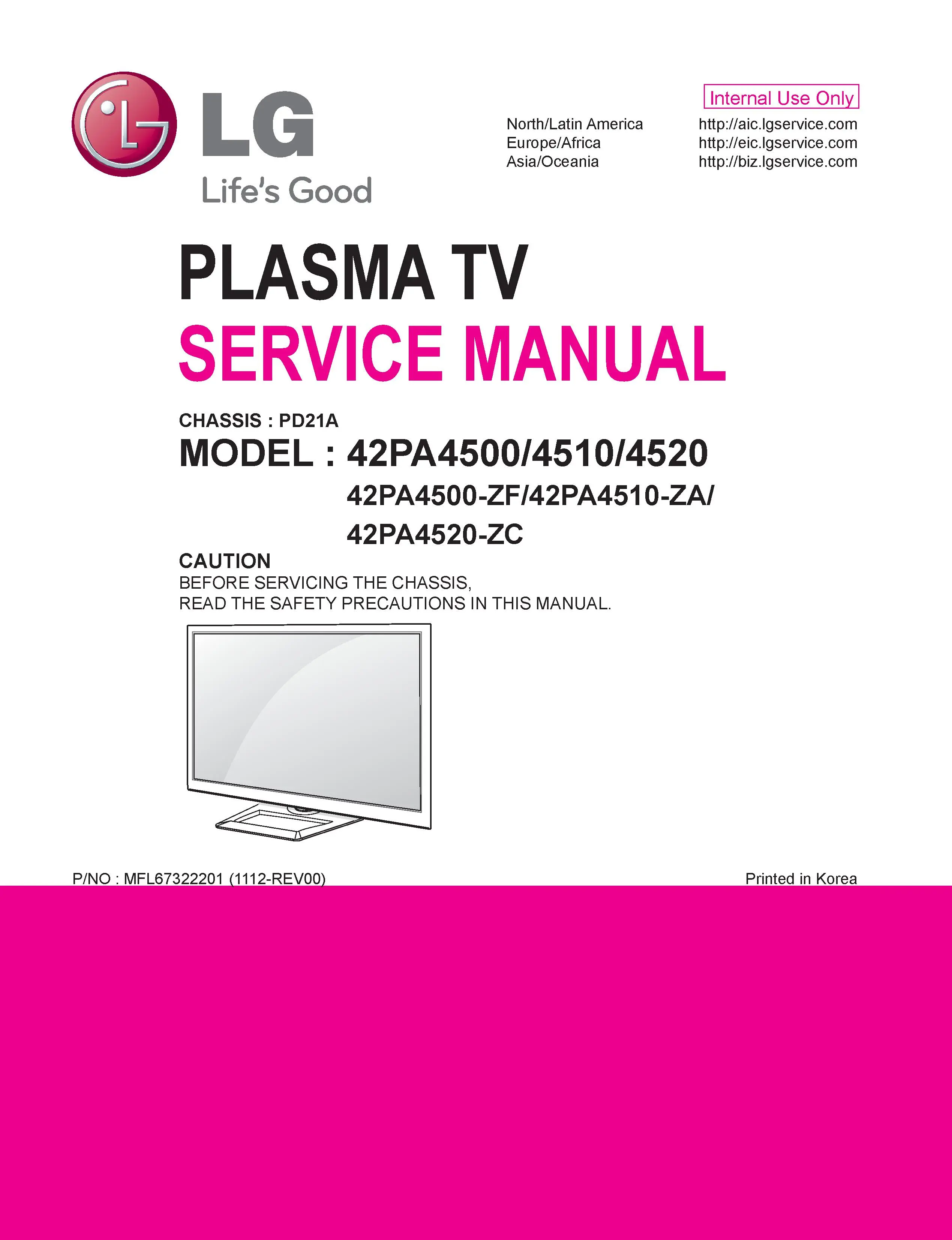 Lg 42pa4500 zf service manual cover with photo's of Beko dryers, model code and contents