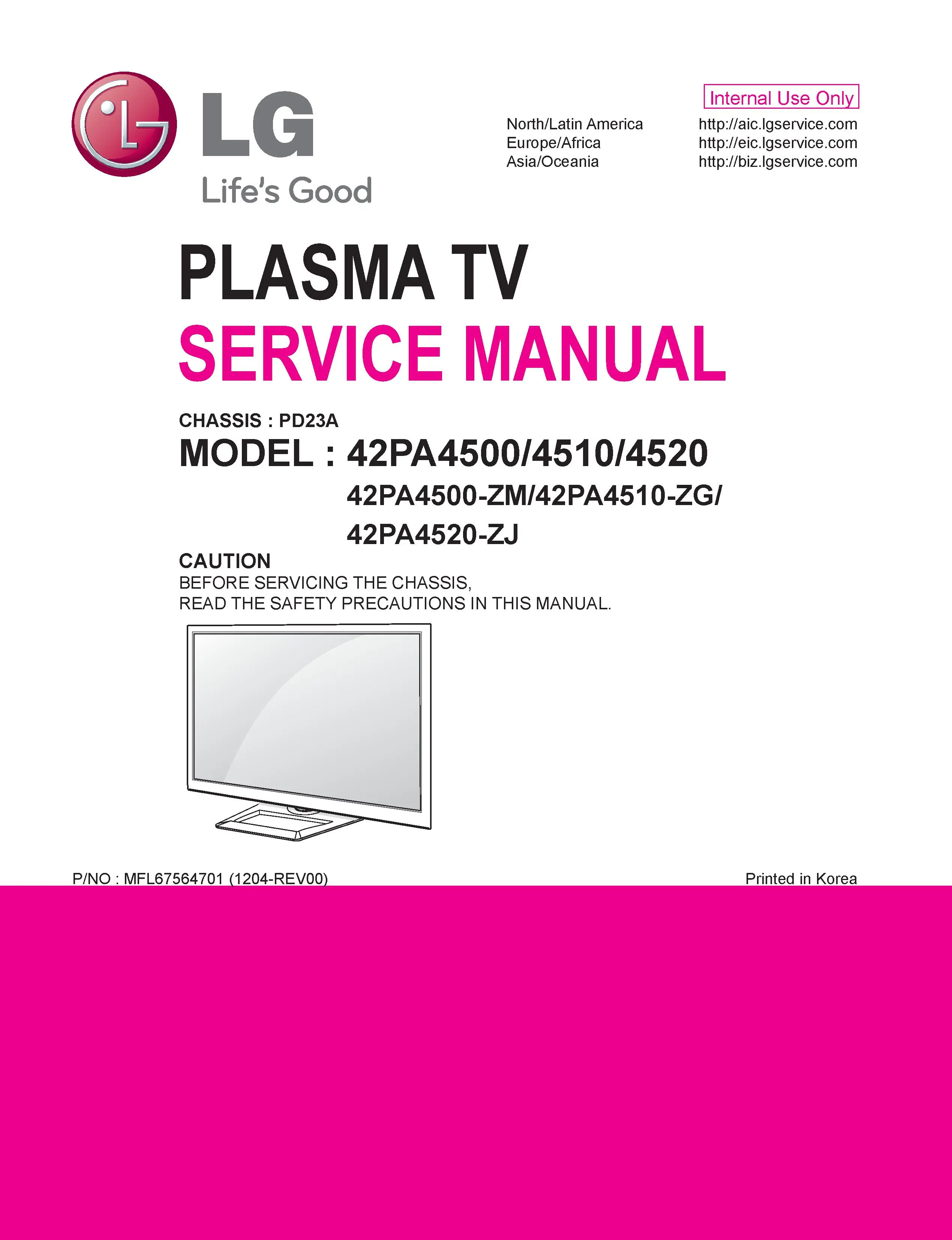 Lg 42pa4500 zm service manual cover with photo's of Beko dryers, model code and contents