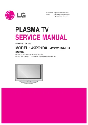 Lg 42pc1da service manual cover with photo's of Beko dryers, model code and contents
