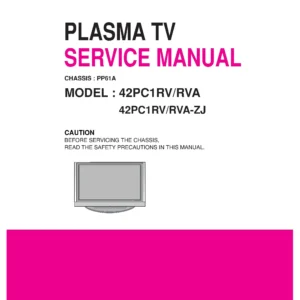 Lg 42pc1rv 42pc1rva service manual cover with photo's of Beko dryers, model code and contents