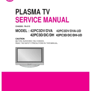 Lg 42pc3d 42pc3dv service manual cover with photo's of Beko dryers, model code and contents