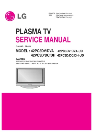 Lg 42pc3d 42pc3dv service manual cover with photo's of Beko dryers, model code and contents