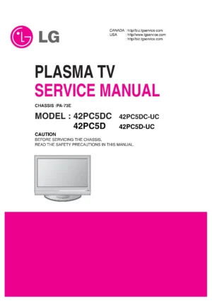 Lg 42pc5d 42pc5dc service manual cover with photo's of Beko dryers, model code and contents