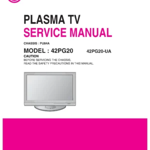 Lg 42pg20 service manual cover with photo's of Beko dryers, model code and contents