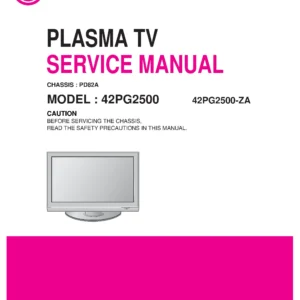 Lg 42pg25 service manual cover with photo's of Beko dryers, model code and contents