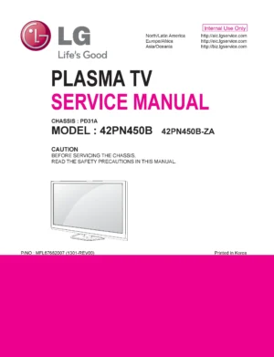 Lg 42pn450b service manual cover with photo's of Beko dryers, model code and contents
