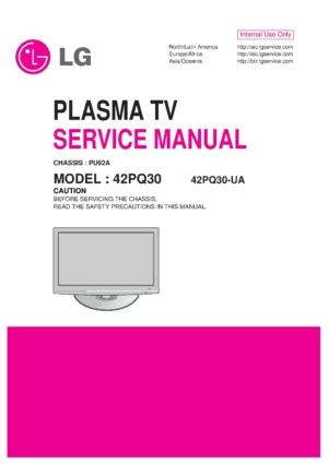 Lg 42pq30 service manual cover with photo's of Beko dryers, model code and contents
