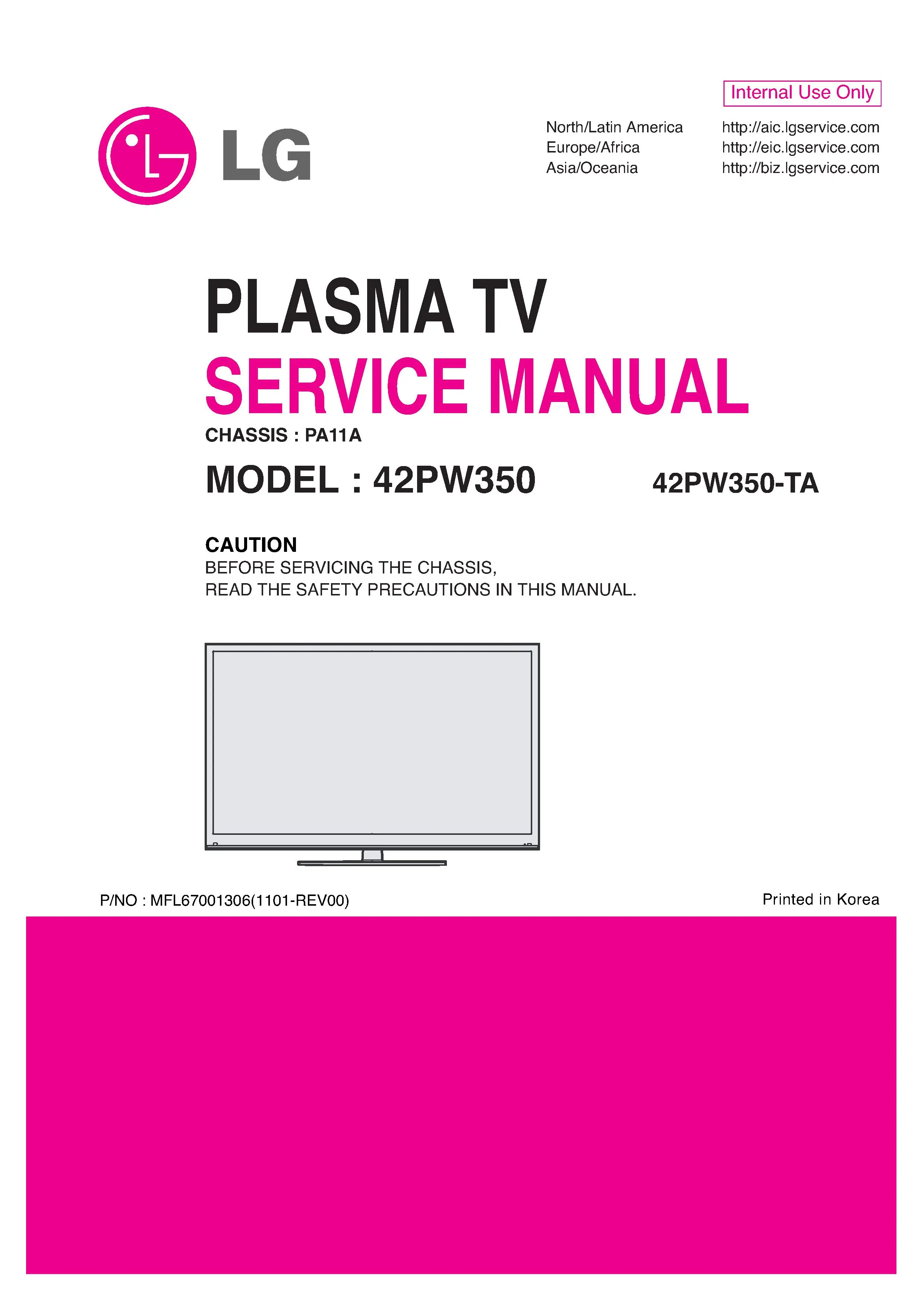 Lg 42pw350 ta service manual cover with photo's of Beko dryers, model code and contents