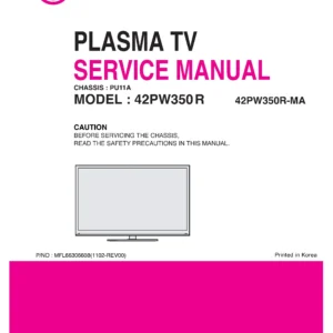 Lg 42pw350r ma service manual cover with photo's of Beko dryers, model code and contents