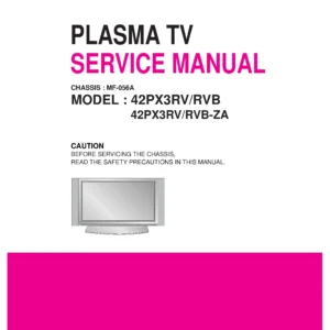 Lg 42px3rv service manual cover with photo's of Beko dryers, model code and contents