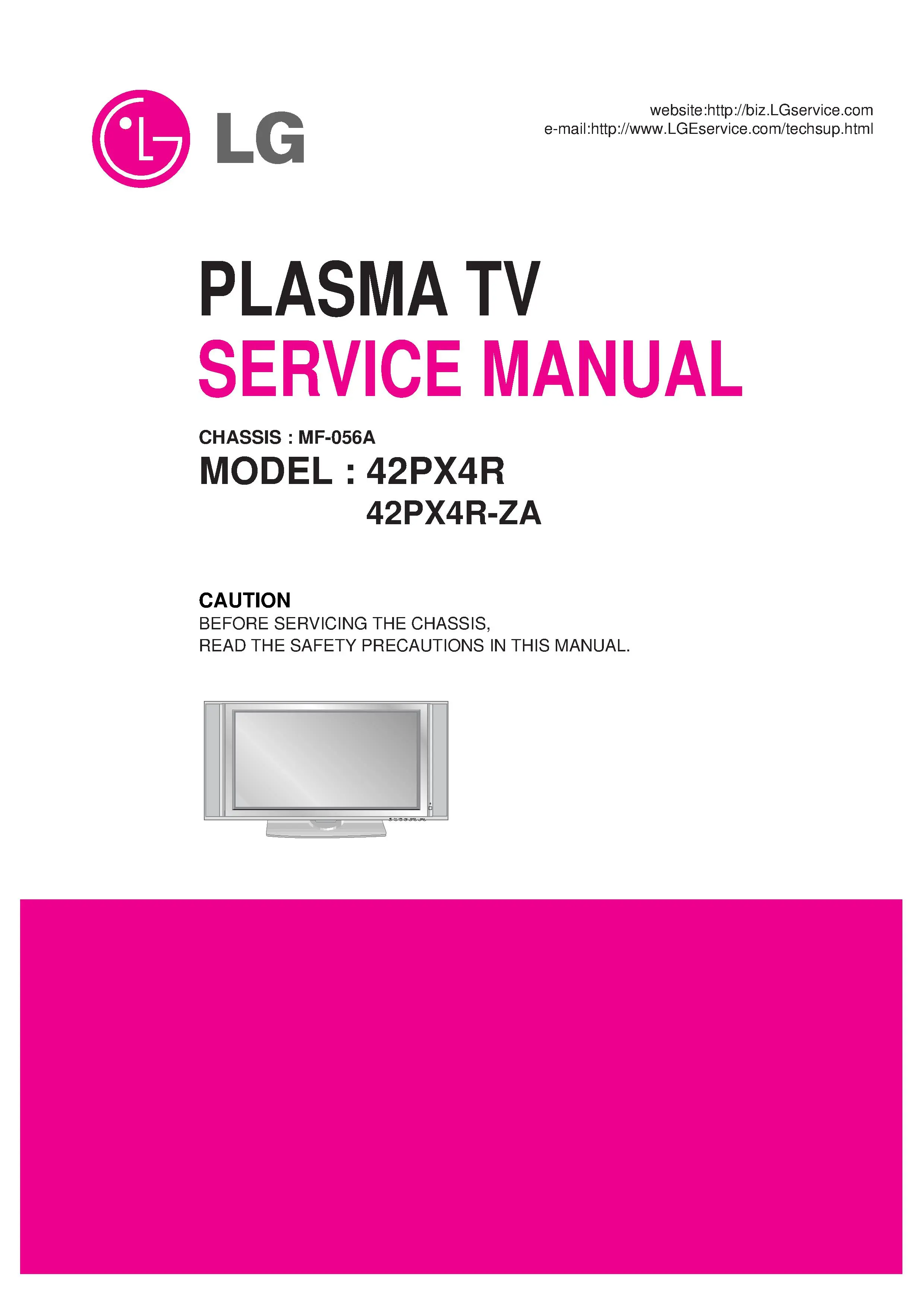 Lg 42px4r service manual cover with photo's of Beko dryers, model code and contents