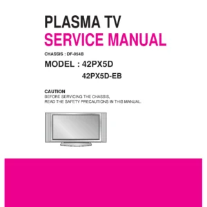 Lg 42px5d service manual cover with photo's of Beko dryers, model code and contents