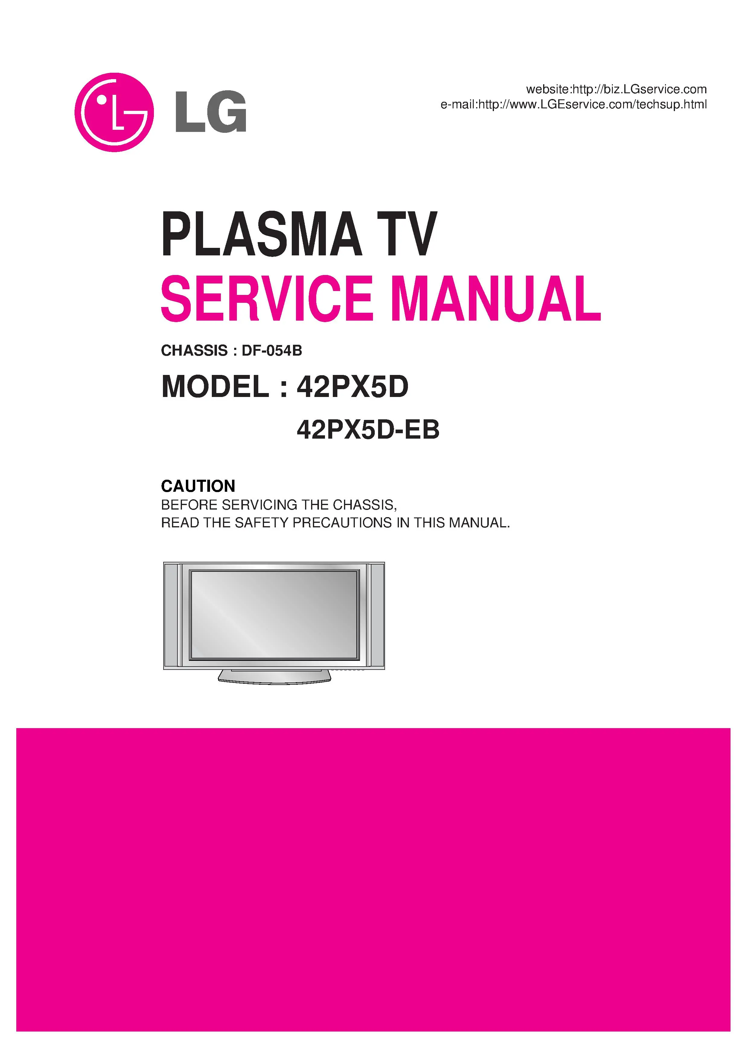 Lg 42px5d service manual cover with photo's of Beko dryers, model code and contents