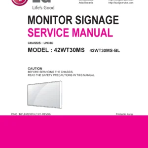 Lg 42wt30ms service manual cover with photo's of Beko dryers, model code and contents