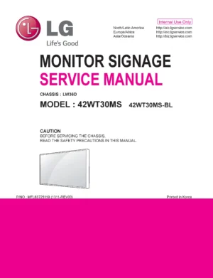 Lg 42wt30ms service manual cover with photo's of Beko dryers, model code and contents