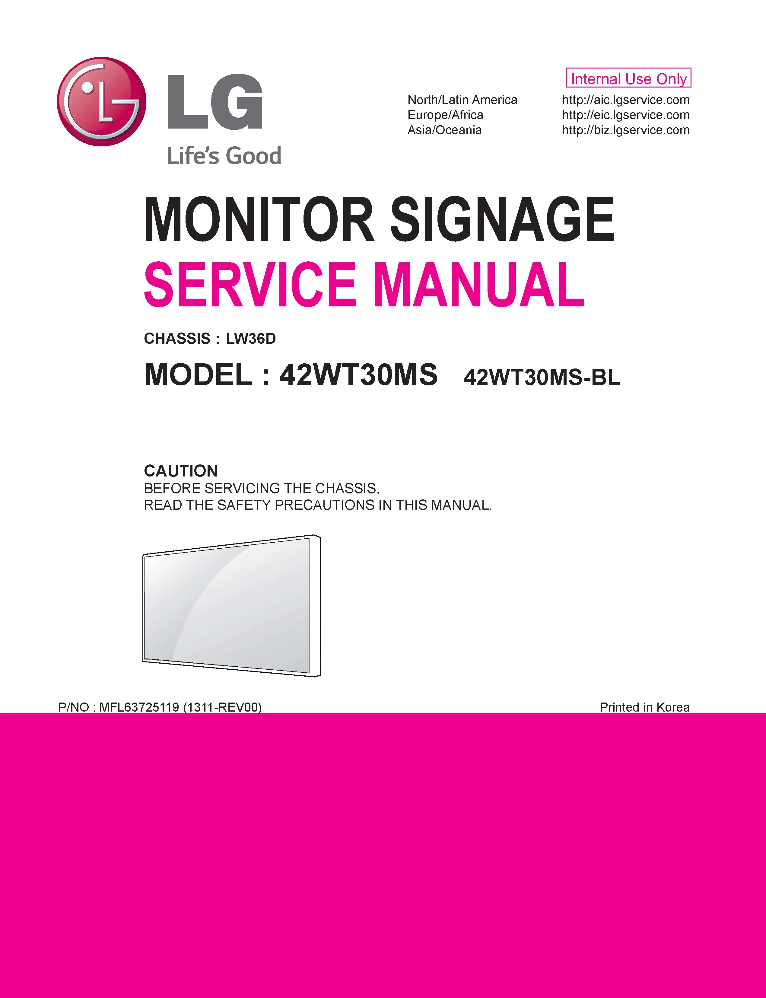 Lg 42wt30ms service manual cover with photo's of Beko dryers, model code and contents