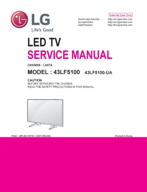 Lg 43lf5100 service manual cover with photo's of Beko dryers, model code and contents
