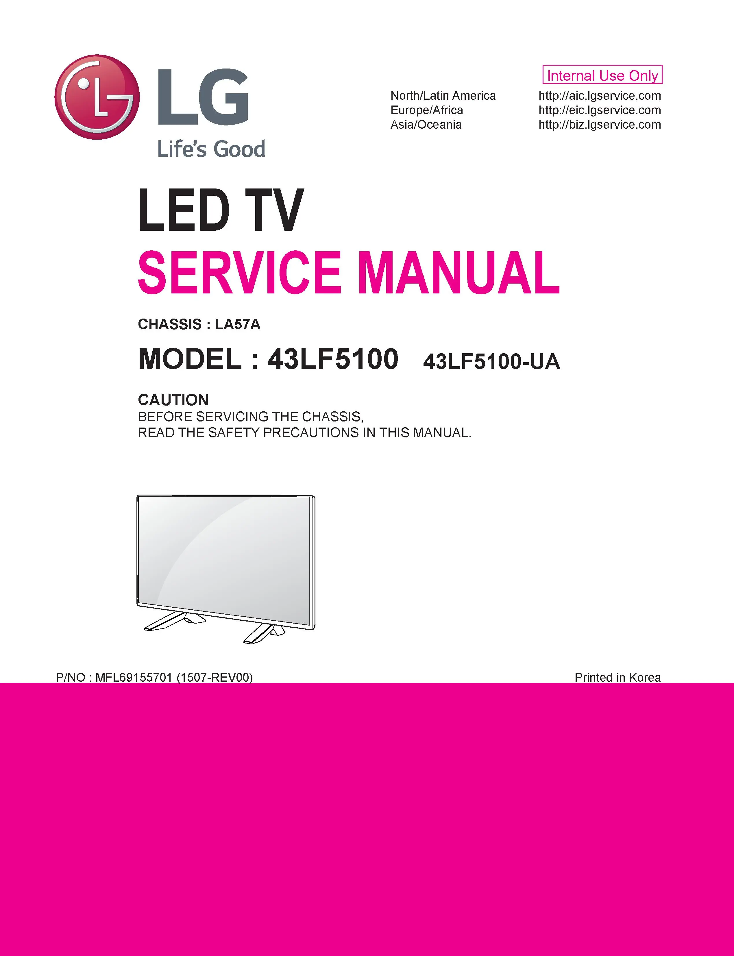 Lg 43lf5100 service manual cover with photo's of Beko dryers, model code and contents