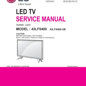 Lg 43lf5400 hdtv service manual cover with photo's of Beko dryers, model code and contents