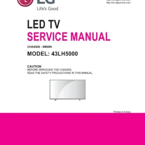 Lg 43lh5000 ua service manual cover with photo's of Beko dryers, model code and contents