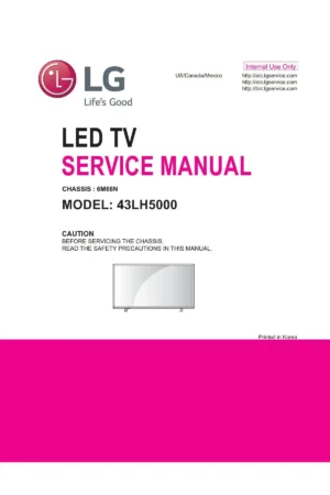 Lg 43lh5000 ua service manual cover with photo's of Beko dryers, model code and contents