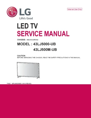 Lg 43lj5000 service manual cover with photo's of Beko dryers, model code and contents
