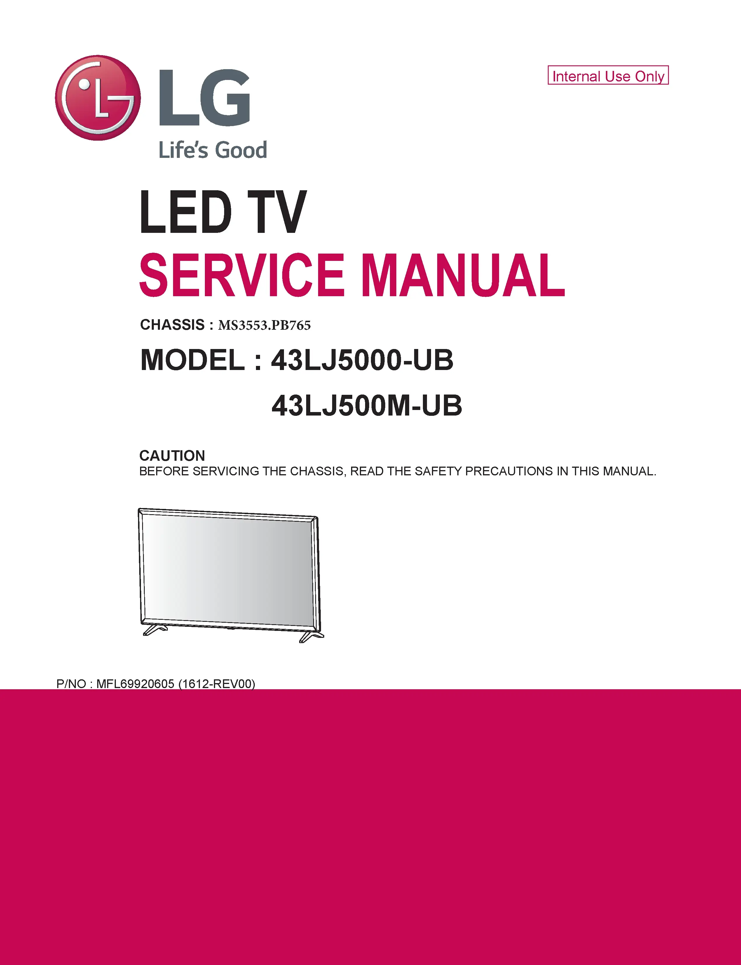 Lg 43lj5000 service manual cover with photo's of Beko dryers, model code and contents