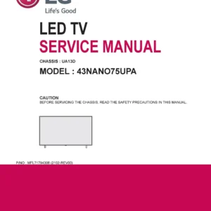 Lg 43nano75upa service manual cover with photo's of Beko dryers, model code and contents