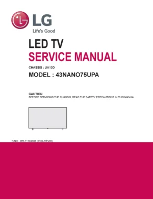 Lg 43nano75upa service manual cover with photo's of Beko dryers, model code and contents