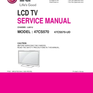 Lg 47cs570 service manual cover with photo's of Beko dryers, model code and contents