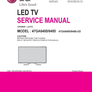 Lg 47ga6450 ud service manual cover with photo's of Beko dryers, model code and contents