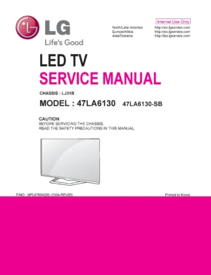 Lg 47la6130 sb service manual cover with photo's of Beko dryers, model code and contents