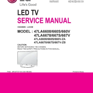 Lg 47la660s service manual cover with photo's of Beko dryers, model code and contents