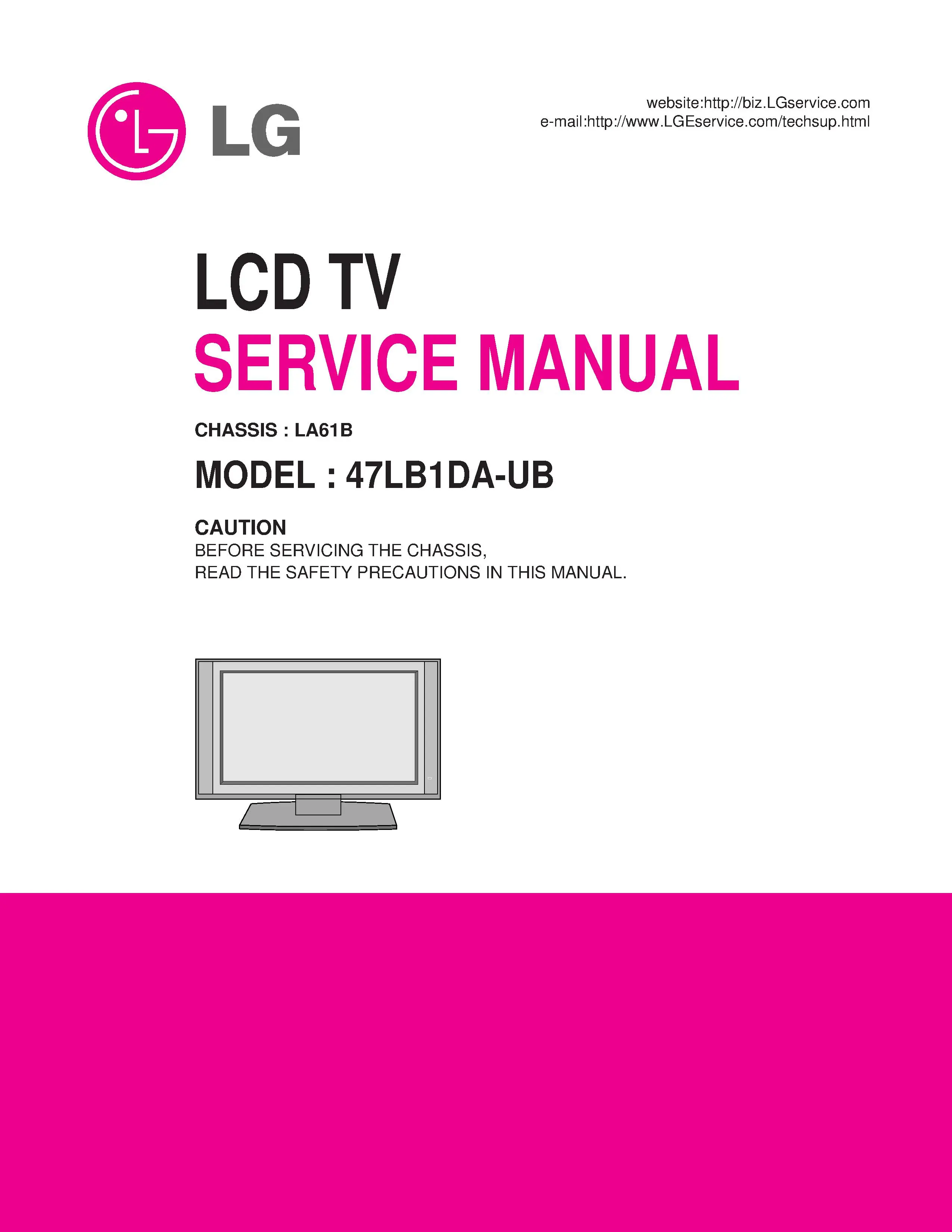 Lg 47lb1da 47lb1da ub service manual cover with photo's of Beko dryers, model code and contents