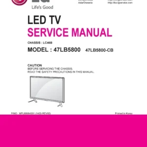 Lg 47lb5800 cb service manual cover with photo's of Beko dryers, model code and contents