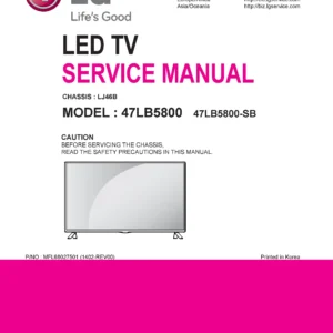 Lg 47lb5800 sb service manual cover with photo's of Beko dryers, model code and contents