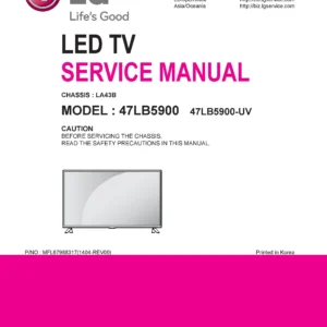 Lg 47lb5900 service manual cover with photo's of Beko dryers, model code and contents