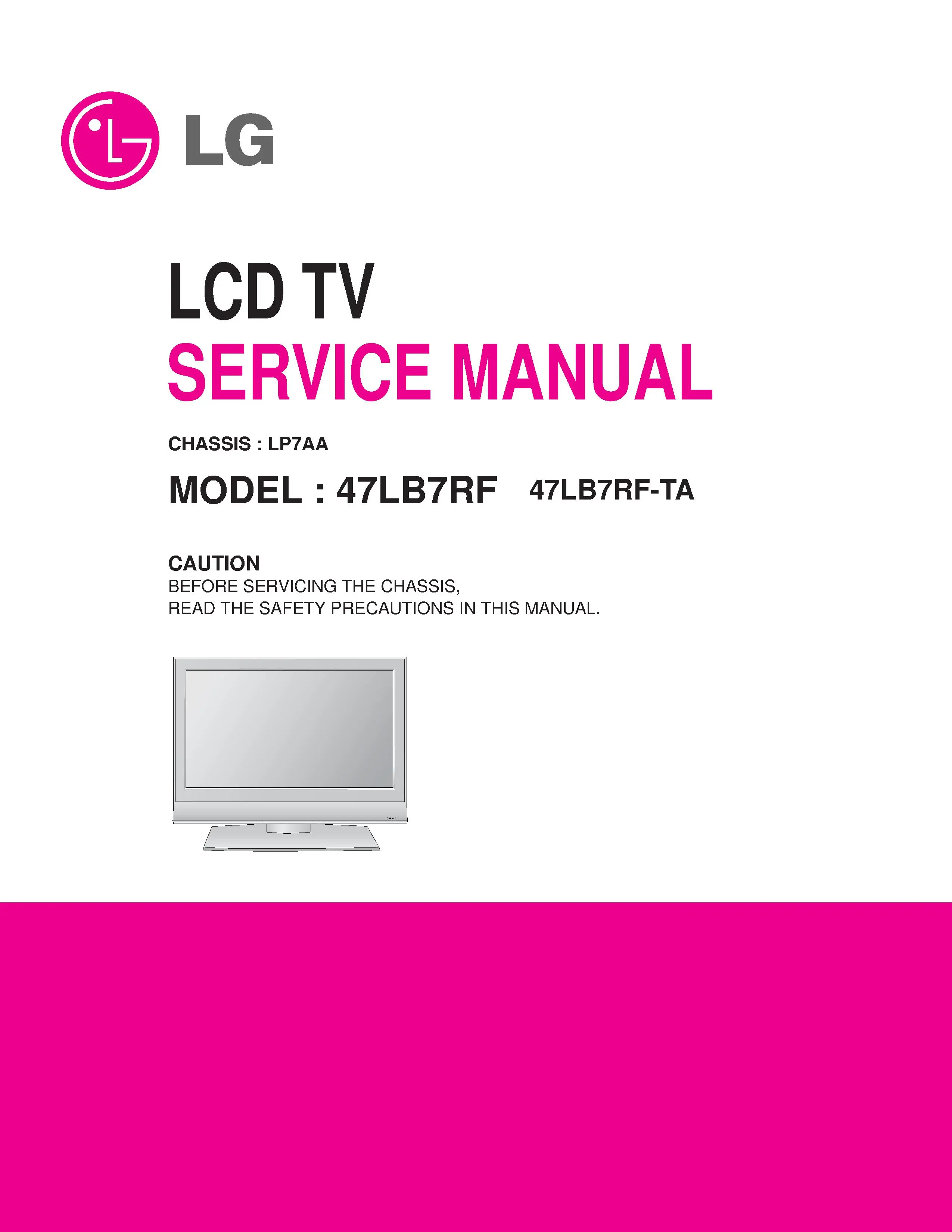 Lg 47lb7rf 47lb7rf ta service manual cover with photo's of Beko dryers, model code and contents